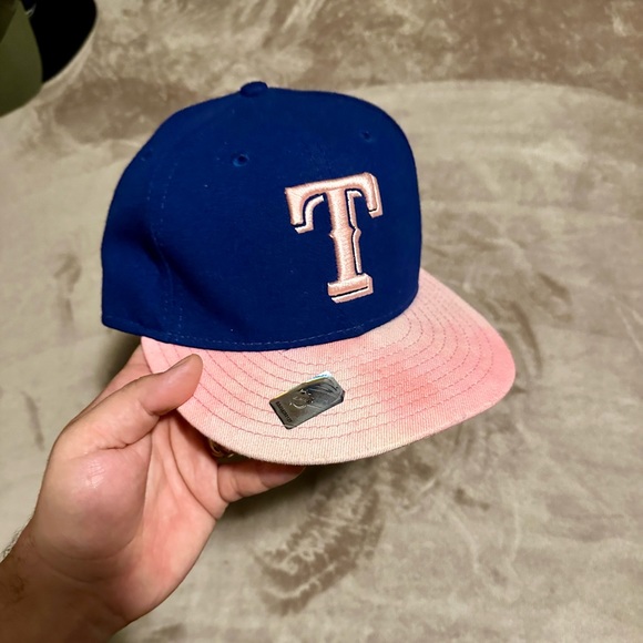 New Era Accessories - Texas Rangers Hat blue pink hat fitted 7 1/8